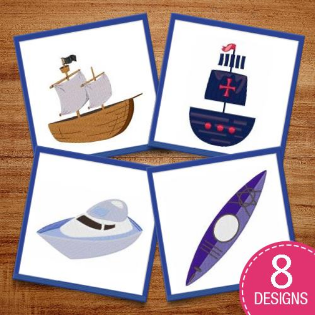 Picture of Boats In The Water Embroidery Design Pack
