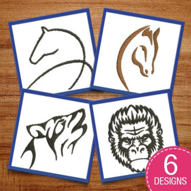 Picture of Animal Outlines Embroidery Design Pack