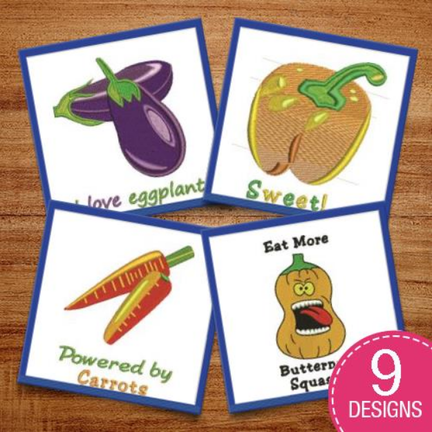 Picture of Garden Fresh Veggies Embroidery Design Pack