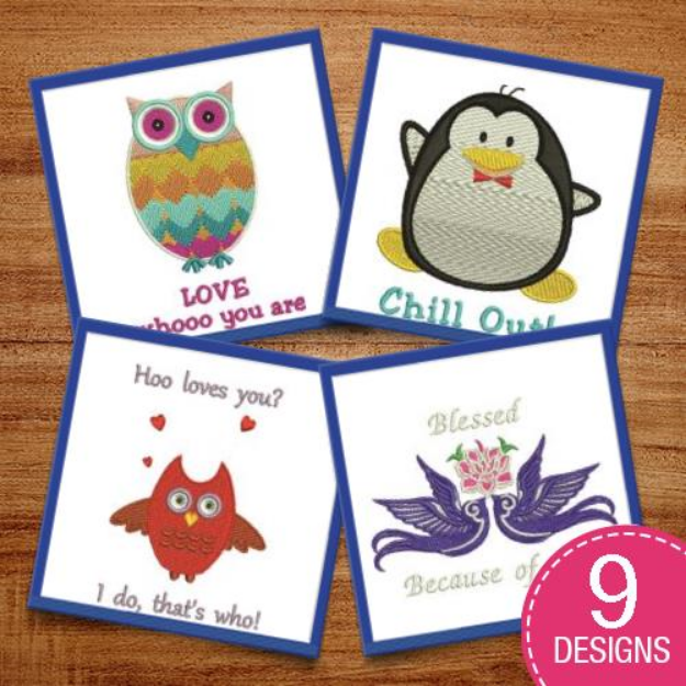 Picture of Fun Birdy Caption Embroidery Design Pack