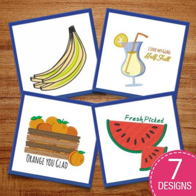 Picture of Fruits & Fruity Drinks Embroidery Design Pack