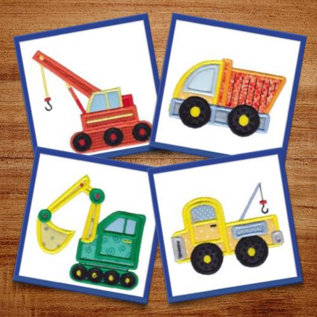 Picture of Working Vehicles Applique Embroidery Design Pack