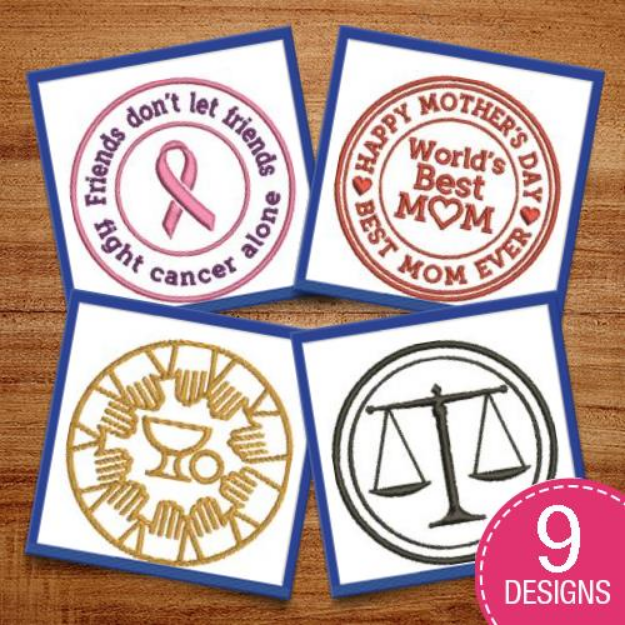 Picture of Round Patches For Any Occasion Embroidery Design Pack