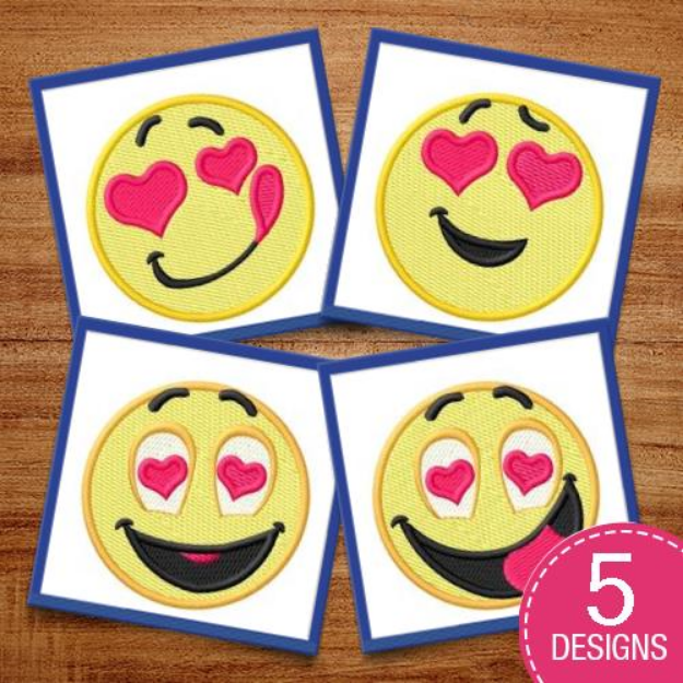 Picture of Valentine Emojis Embroidery Design Pack