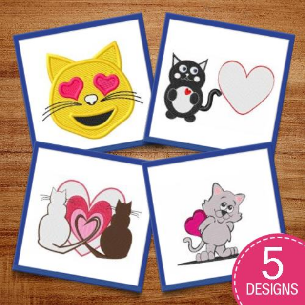 Picture of Valentine Kittens Embroidery Design Pack