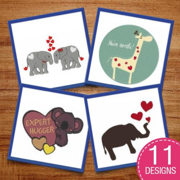 Picture of Valentine Wildlife Embroidery Design Pack