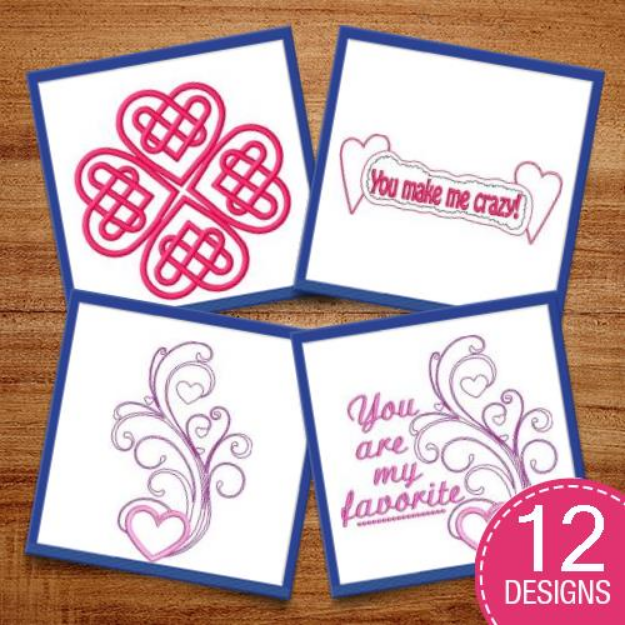Picture of Valentine's Day Outlines Embroidery Design Pack