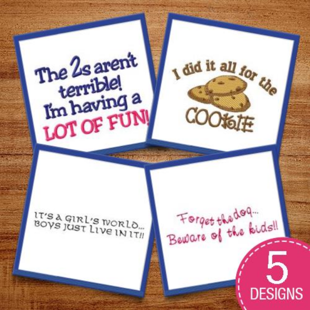 Picture of Humorous Childrens Sayings Embroidery Design Pack