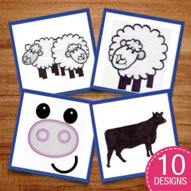 Picture of Adorable Livestock Embroidery Design Pack