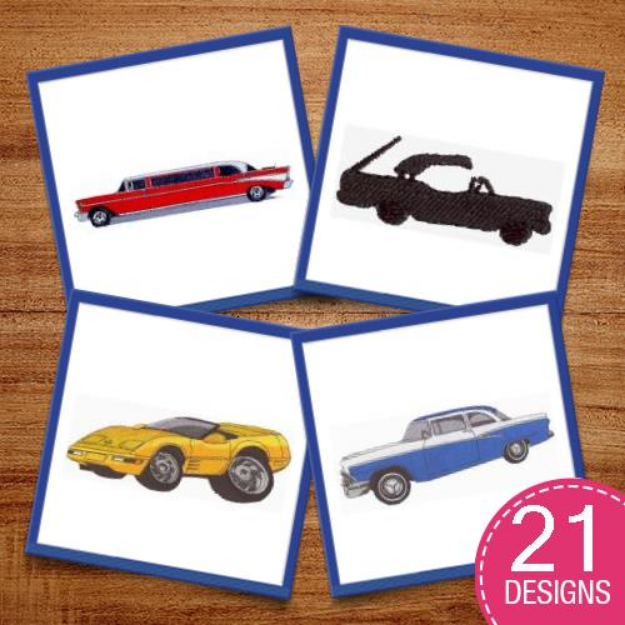 Picture of Realistic Classic Cars Embroidery Design Pack