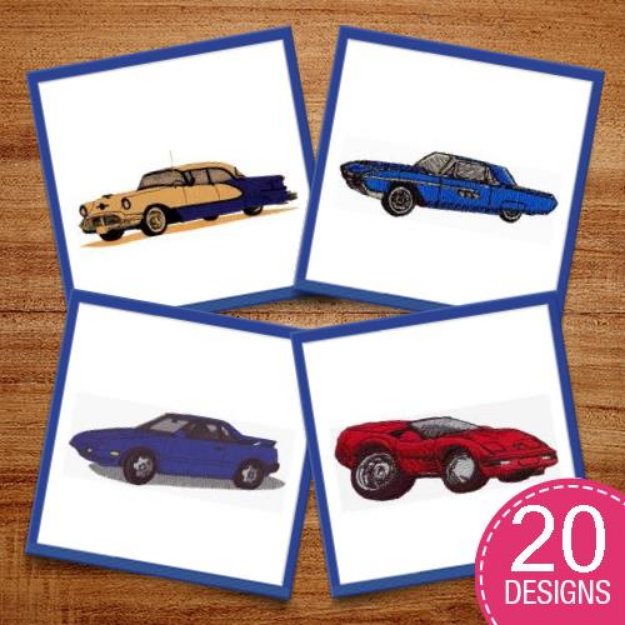 Picture of Classic Realistic Cars Embroidery Design Pack