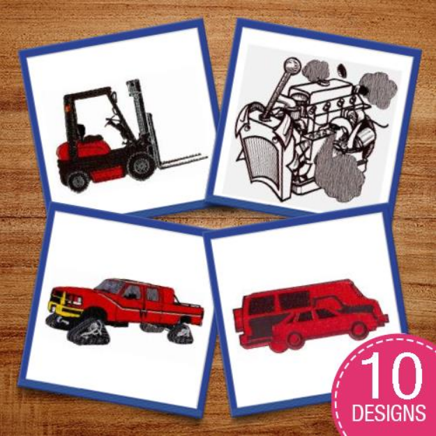 Picture of Working Vehicles Embroidery Design Pack