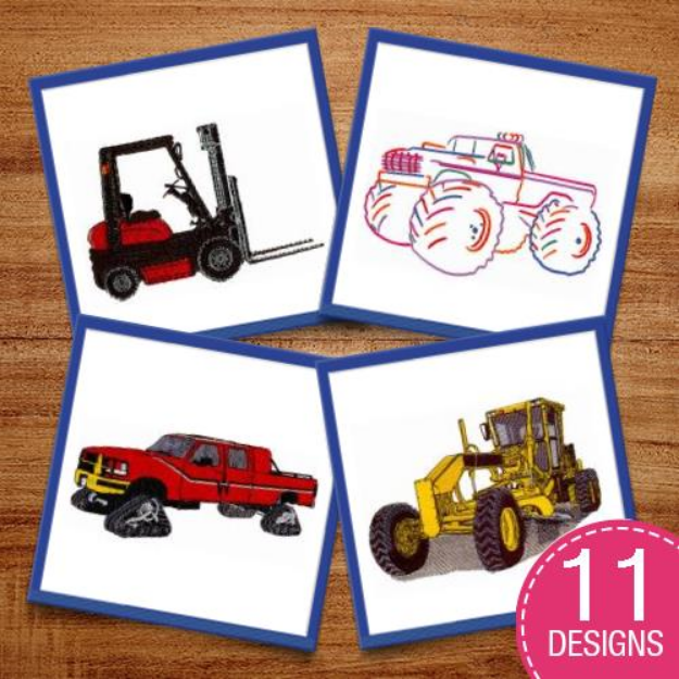 Picture of On Four Wheels Embroidery Design Pack