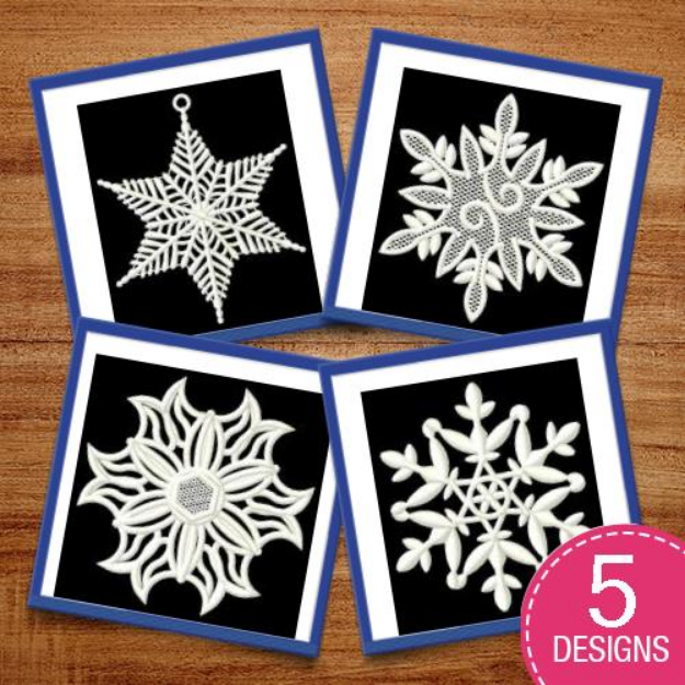 Picture of Beautiful FSL Snowflakes Embroidery Design Pack