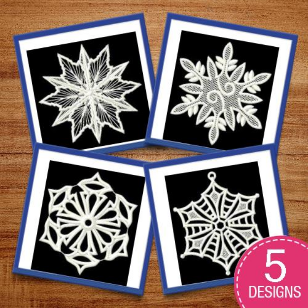 Picture of Lace Snowflakes Embroidery Design Pack
