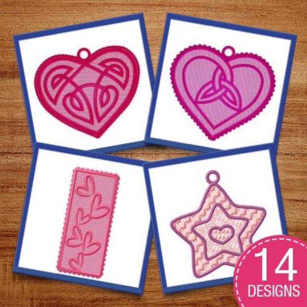 Picture of FSL Heart Ornaments Embroidery Design Pack
