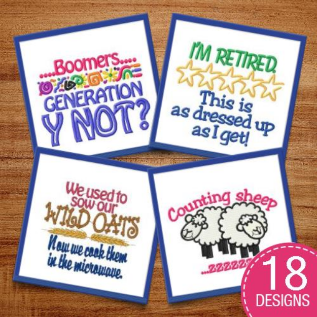Picture of Fun Captions & Sayings Embroidery Design Pack