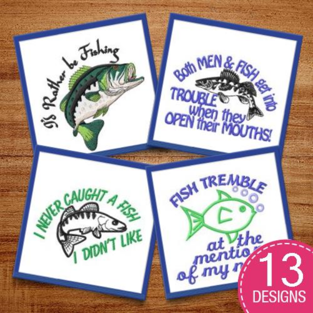 Picture of Hooked On Fishing Embroidery Design Pack