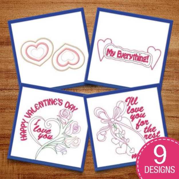 Picture of Valentine Redwork Embroidery Design Pack
