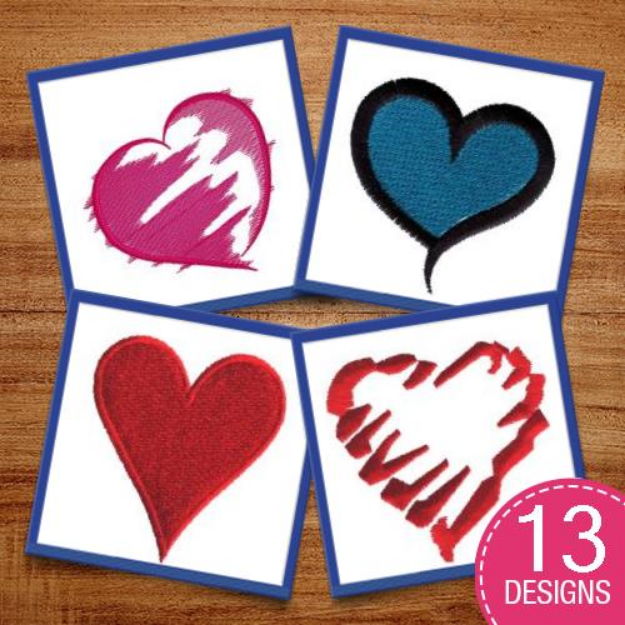 Picture of Valentine Hearts Embroidery Design Pack