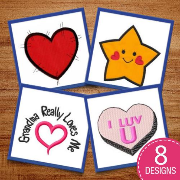 Picture of Applique Hearts & Shapes Embroidery Design Pack