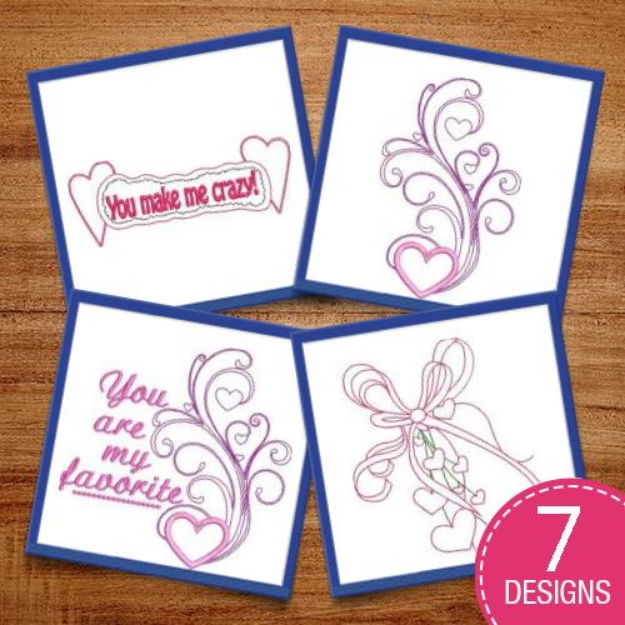 Picture of Swirly Valentine Hearts Embroidery Design Pack