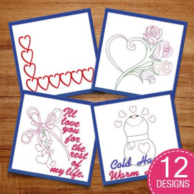 Picture of Redwork Hearts Embroidery Design Pack
