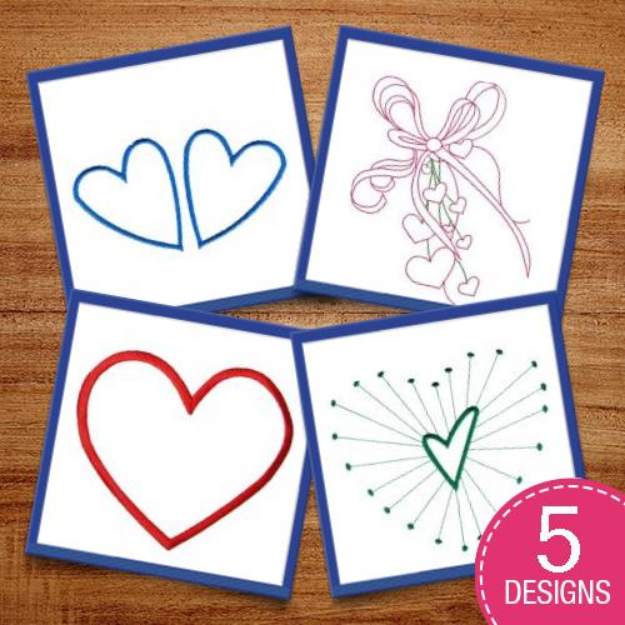 Picture of Valentines Day Heart Outlines Embroidery Design Pack