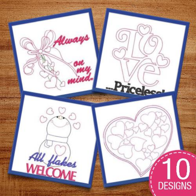 Picture of Valentine Outlines Embroidery Design Pack