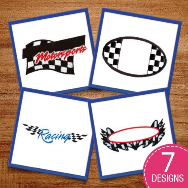 Picture of Racing Checkered Flags Embroidery Design Pack