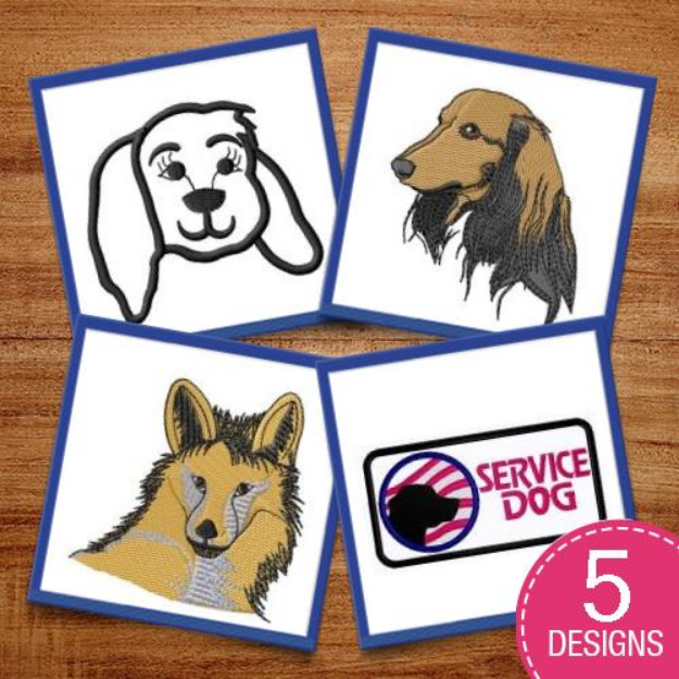 Picture of Service Animals Embroidery Design Pack