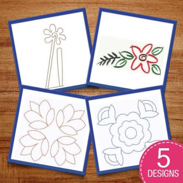 Picture of Outlined Flowers Embroidery Design Pack
