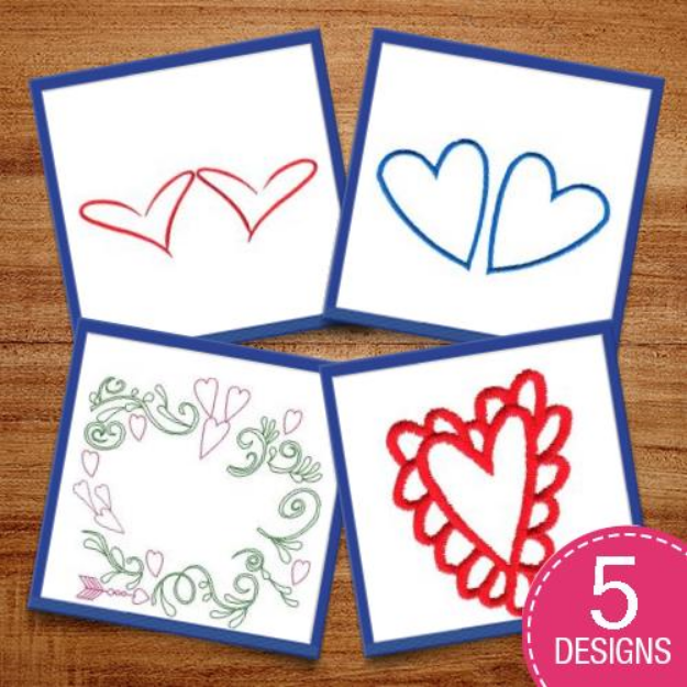 Picture of Stipple & Outline Hearts Embroidery Design Pack