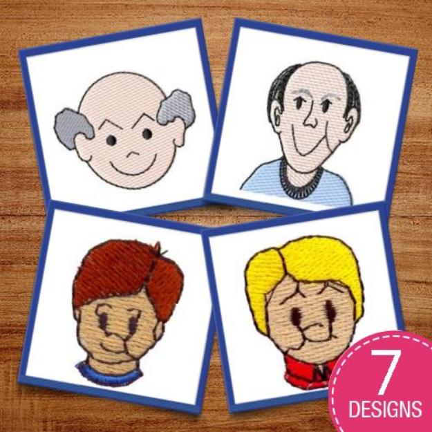 Picture of Happy Heads Embroidery Design Pack