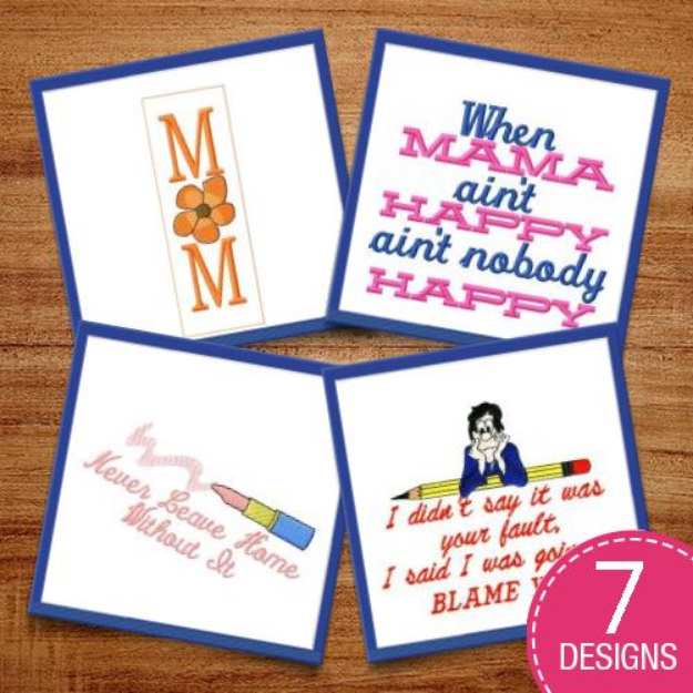 Picture of All About Mom Embroidery Design Pack