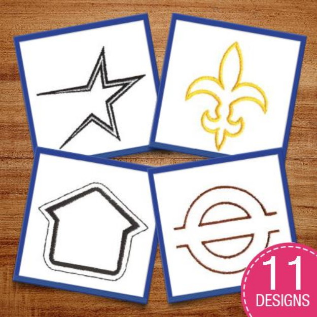 Picture of Geometric Outlines Embroidery Design Pack