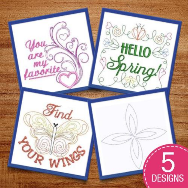 Picture of Spring Redwork Embroidery Design Pack
