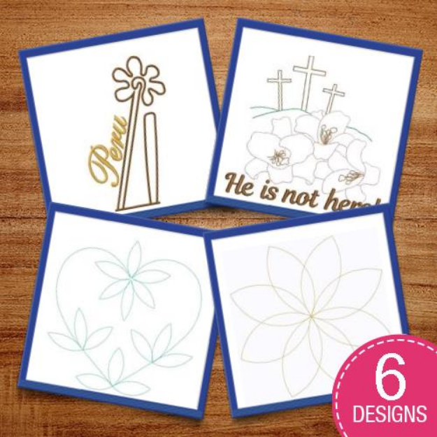 Picture of Outlined Leaves & Blocks Embroidery Design Pack