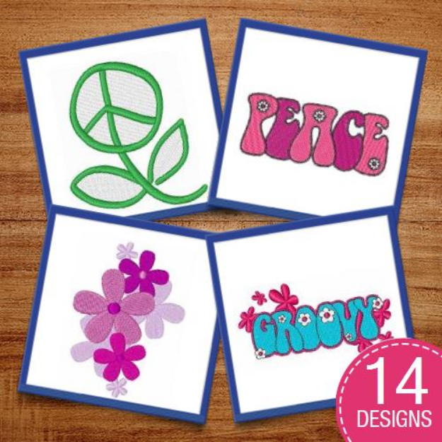 Picture of Groovy Flowers Embroidery Design Pack