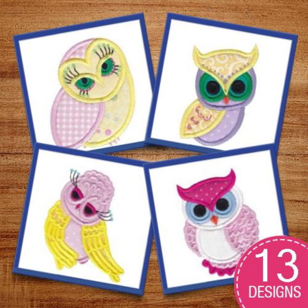 Picture of Owls Applique Embroidery Design Pack