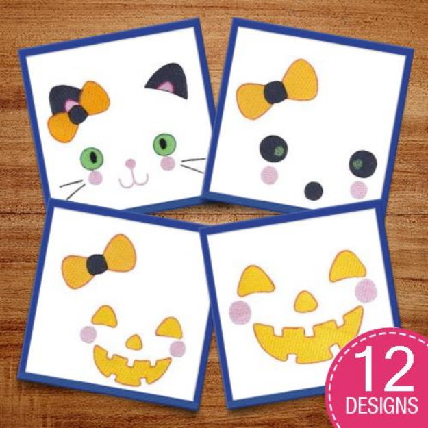 Picture of Halloween Faces Embroidery Design Pack