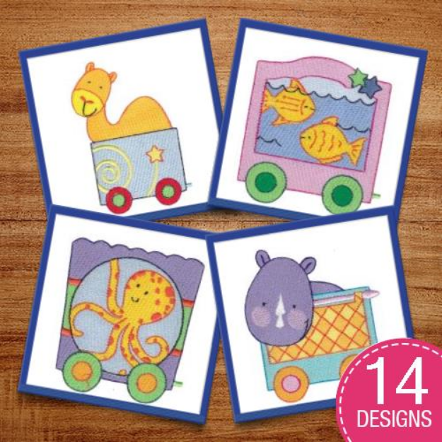 Picture of Cute Animal Train Embroidery Design Pack