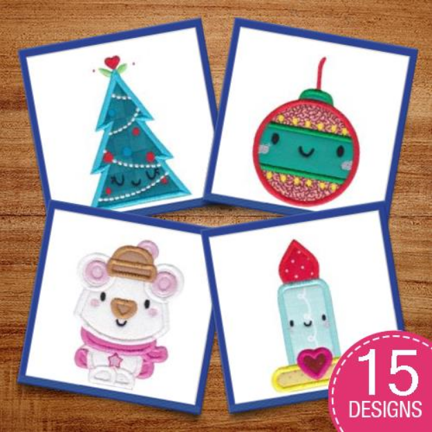Picture of Kawaii Christmas Applique Embroidery Design Pack