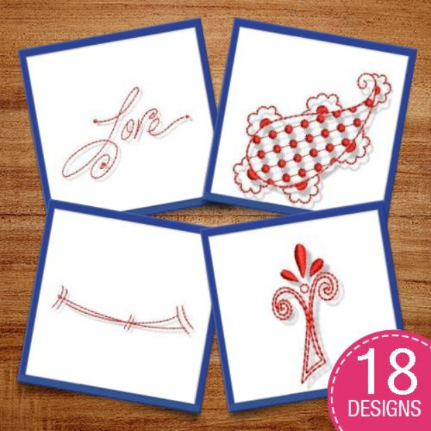 Picture of Redwork Doodles Embroidery Design Pack