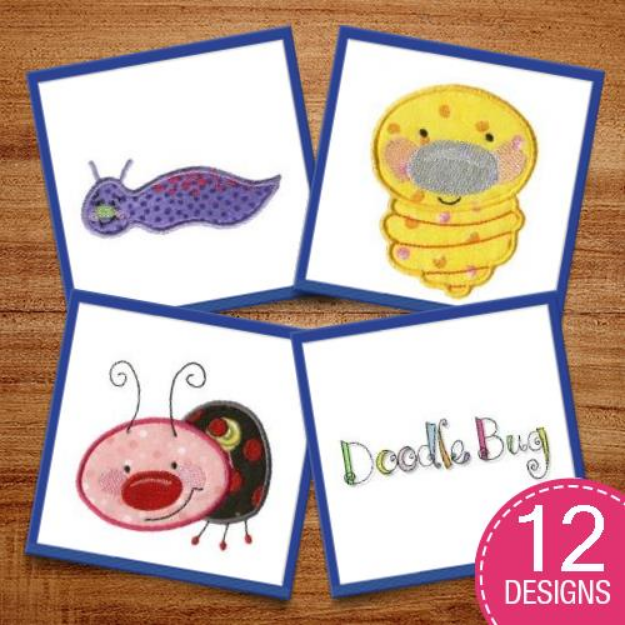 Picture of Doodle Bugs Applique Embroidery Design Pack