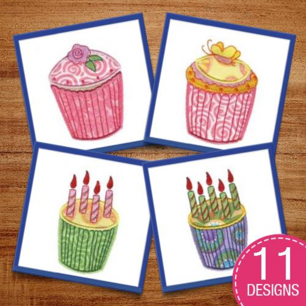 Picture of Cupcakes Applique Too Embroidery Design Pack
