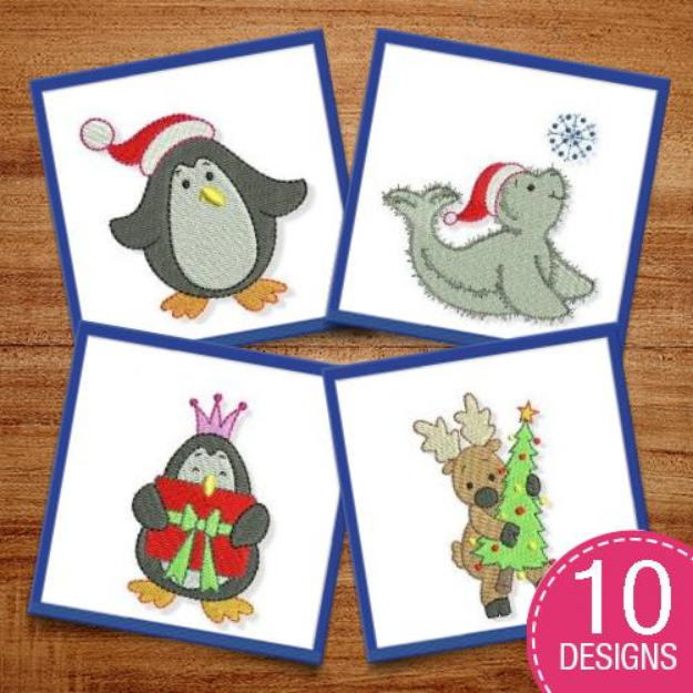 Picture of Cute Christmas Critters Embroidery Design Pack