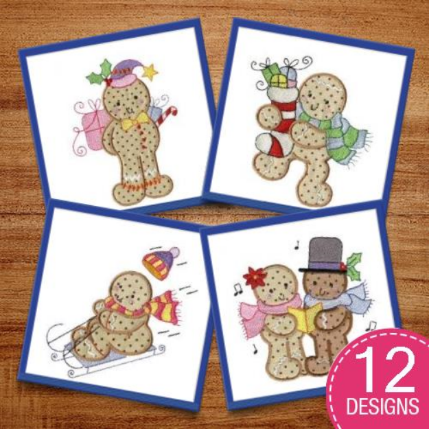 Picture of Gingerbreads Applique Embroidery Design Pack