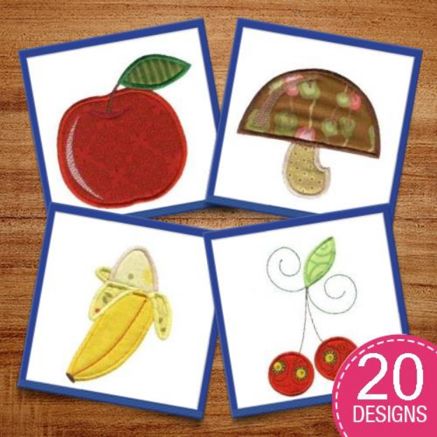 Picture of Fruit and Veg Applique Embroidery Design Pack