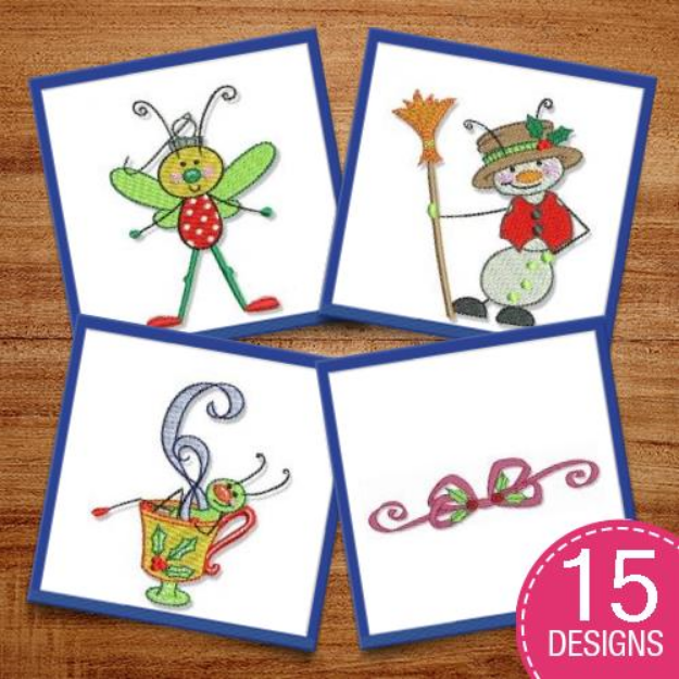 Picture of Buggin Out Christmas Embroidery Design Pack